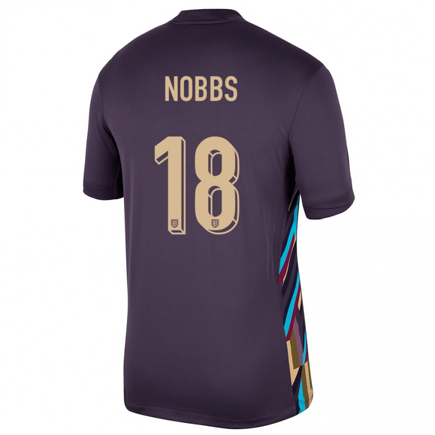 Barn Fotball England Jordan Nobbs #18 Mørk Rosin Bortetrøye Drakt Trøye 24-26 Skjorter