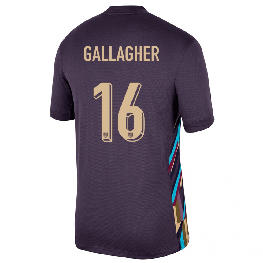 Barn Fotball England Conor Gallagher #16 Mørk Rosin Bortetrøye Drakt Trøye 24-26 Skjorter