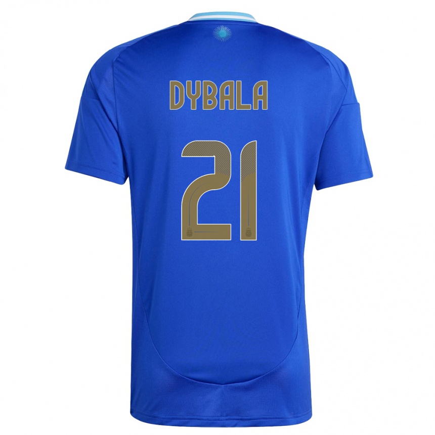 Barn Fotball Argentina Paulo Dybala #21 Blå Bortetrøye Drakt Trøye 24-26 Skjorter