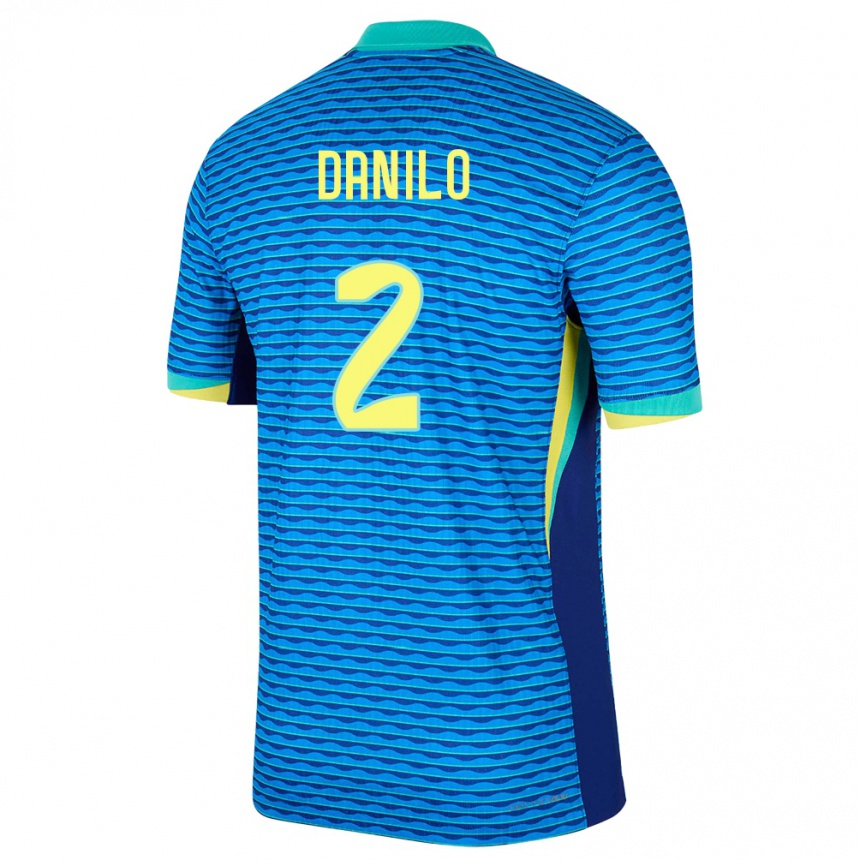 Barn Fotball Brasil Danilo #2 Blå Bortetrøye Drakt Trøye 24-26 Skjorter