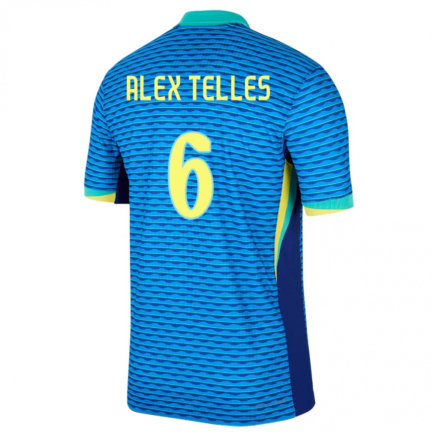 Barn Fotball Brasil Alex Telles #6 Blå Bortetrøye Drakt Trøye 24-26 Skjorter