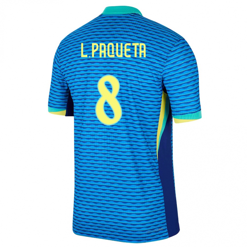 Barn Fotball Brasil Lucas Paqueta #8 Blå Bortetrøye Drakt Trøye 24-26 Skjorter