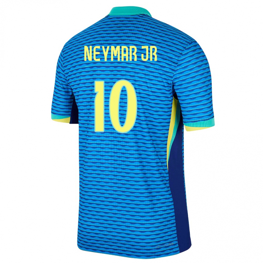 Barn Fotball Brasil Neymar #10 Blå Bortetrøye Drakt Trøye 24-26 Skjorter