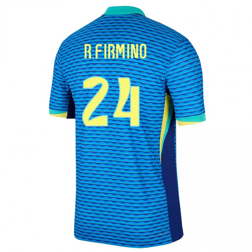 Barn Fotball Brasil Roberto Firmino #24 Blå Bortetrøye Drakt Trøye 24-26 Skjorter