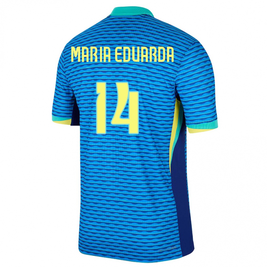 Barn Fotball Brasil Maria Eduarda #14 Blå Bortetrøye Drakt Trøye 24-26 Skjorter