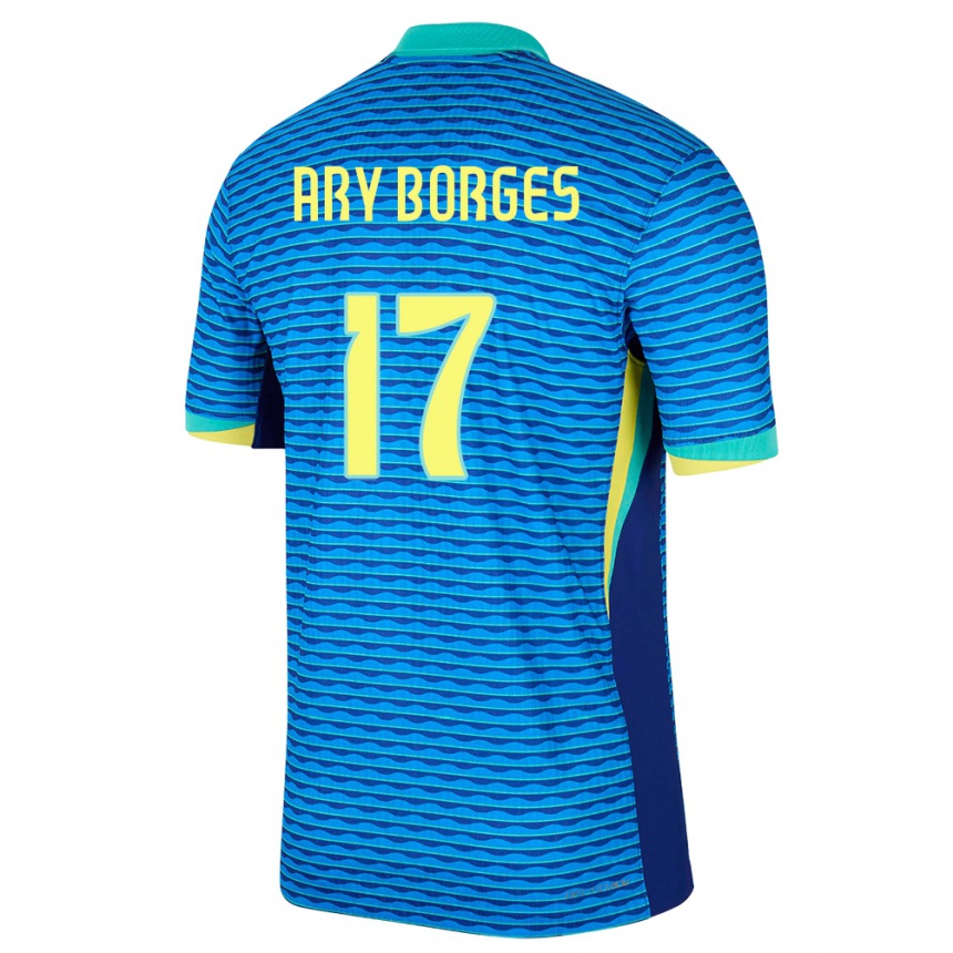 Barn Fotball Brasil Ary Borges #17 Blå Bortetrøye Drakt Trøye 24-26 Skjorter