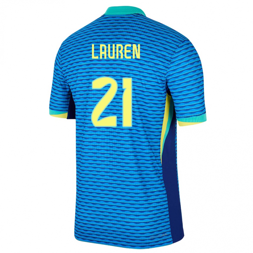 Barn Fotball Brasil Lauren Costa #21 Blå Bortetrøye Drakt Trøye 24-26 Skjorter