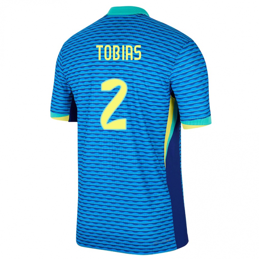 Barn Fotball Brasil Vinicius Tobias #2 Blå Bortetrøye Drakt Trøye 24-26 Skjorter