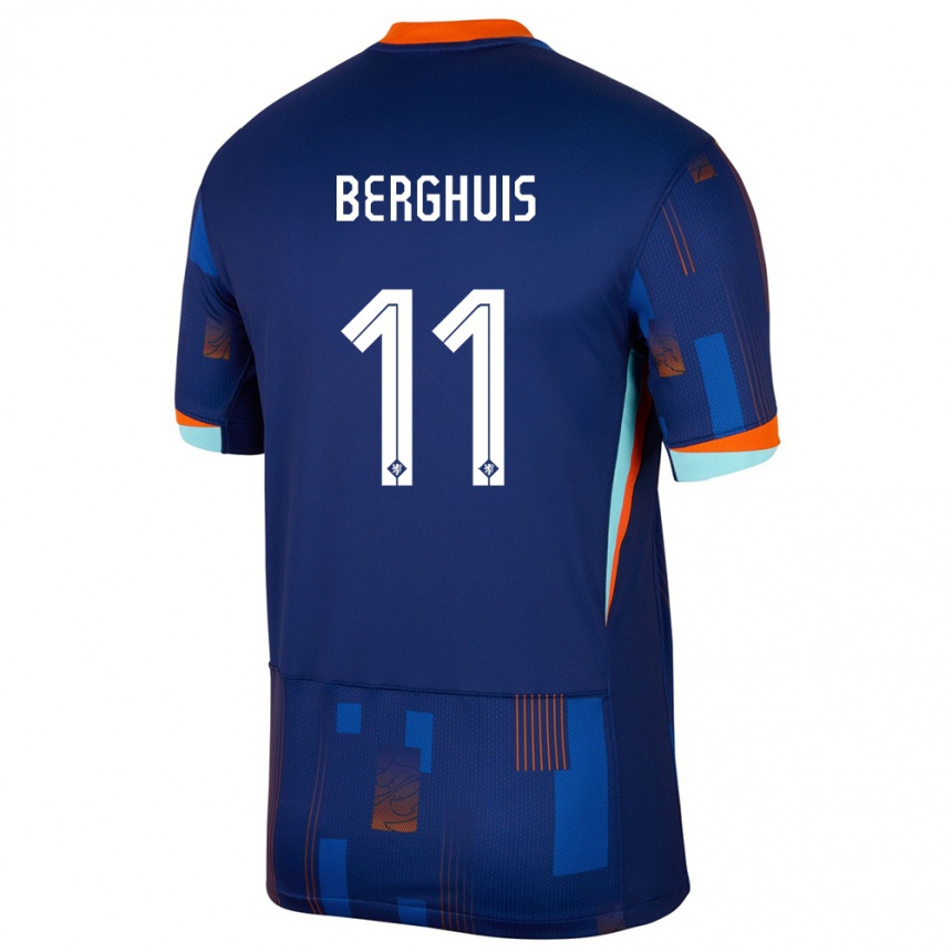 Barn Fotball Nederland Steven Berghuis #11 Blå Bortetrøye Drakt Trøye 24-26 Skjorter