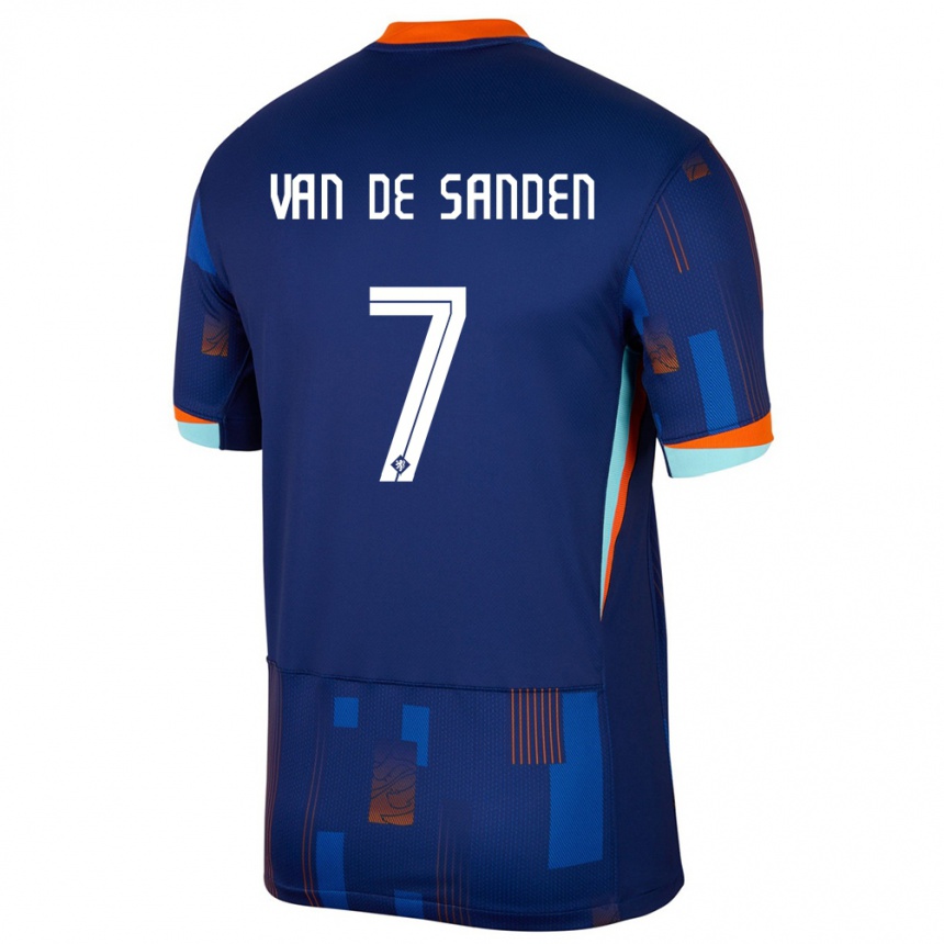 Barn Fotball Nederland Shanice Van De Sanden #7 Blå Bortetrøye Drakt Trøye 24-26 Skjorter