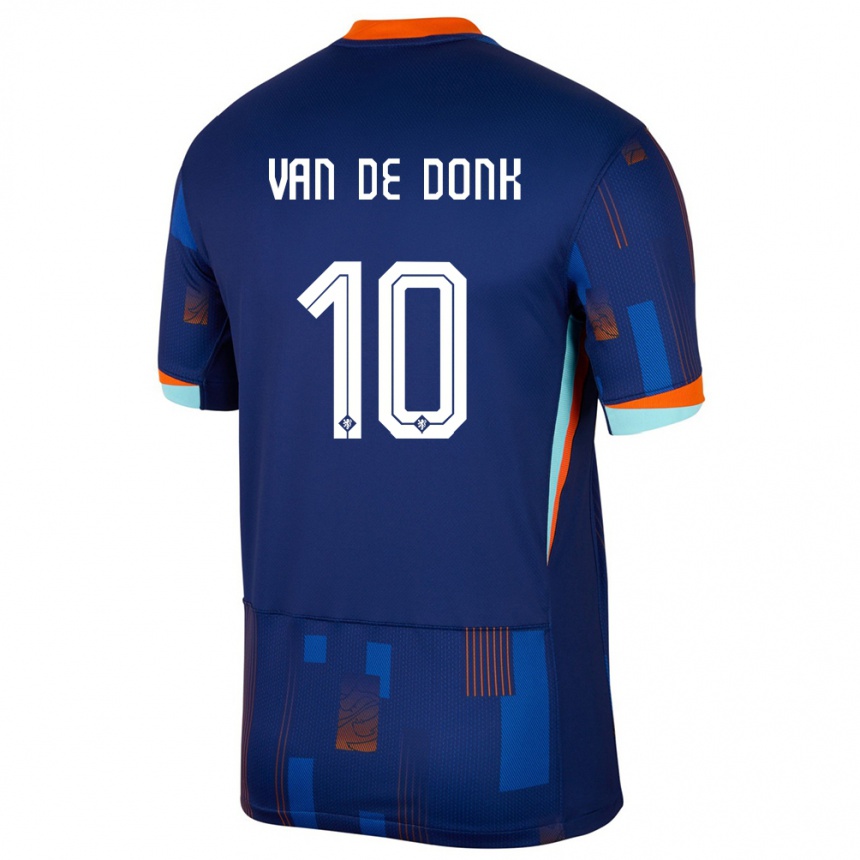 Barn Fotball Nederland Danielle Van De Donk #10 Blå Bortetrøye Drakt Trøye 24-26 Skjorter