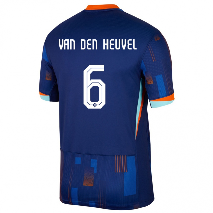 Barn Fotball Nederland Tim Van Den Heuvel #6 Blå Bortetrøye Drakt Trøye 24-26 Skjorter