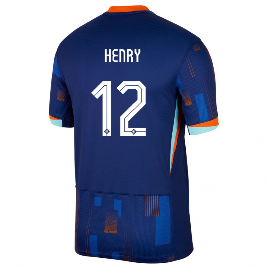 Barn Fotball Nederland Alvaro Henry #12 Blå Bortetrøye Drakt Trøye 24-26 Skjorter