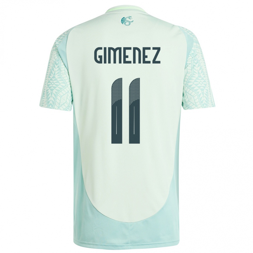 Barn Fotball Mexico Santiago Gimenez #11 Lin Grønn Bortetrøye Drakt Trøye 24-26 Skjorter