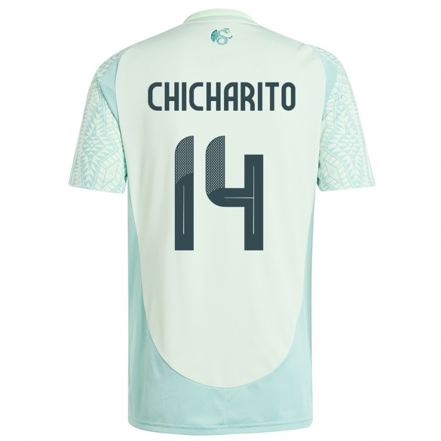 Barn Fotball Mexico Chicharito #14 Lin Grønn Bortetrøye Drakt Trøye 24-26 Skjorter