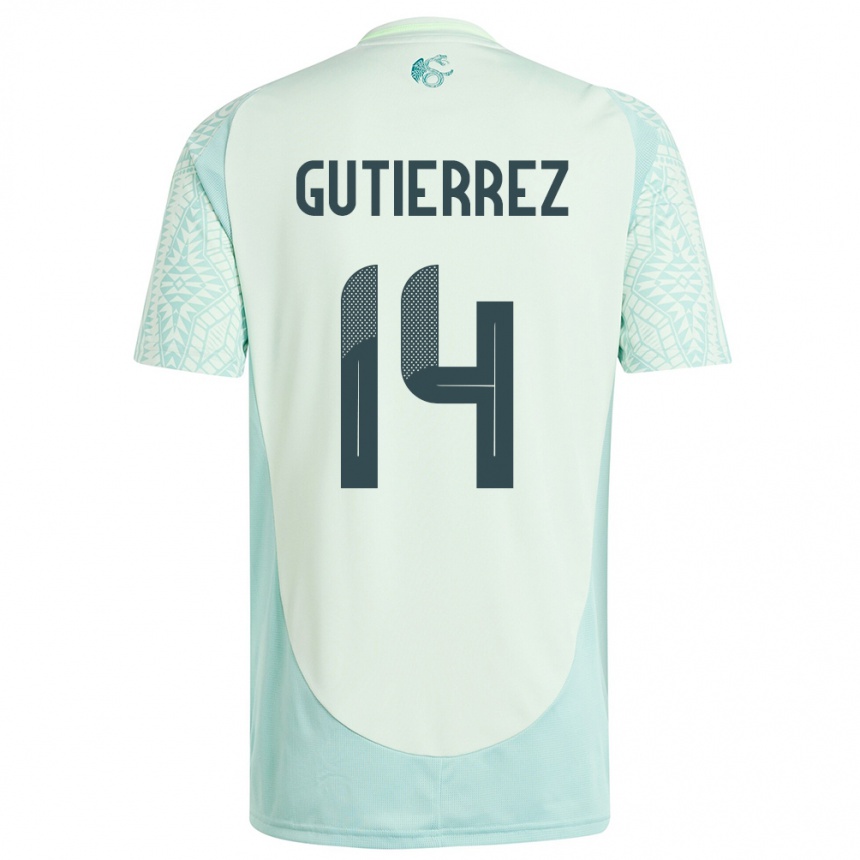 Barn Fotball Mexico Erick Gutierrez #14 Lin Grønn Bortetrøye Drakt Trøye 24-26 Skjorter