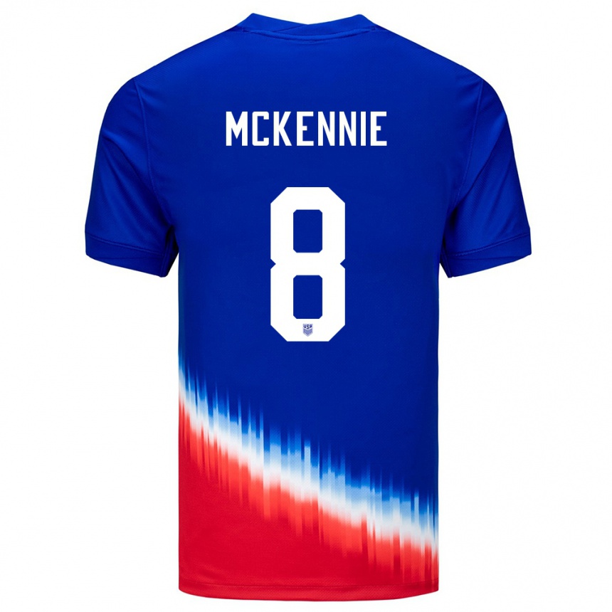 Barn Fotball Usa Weston Mckennie #8 Blå Bortetrøye Drakt Trøye 24-26 Skjorter