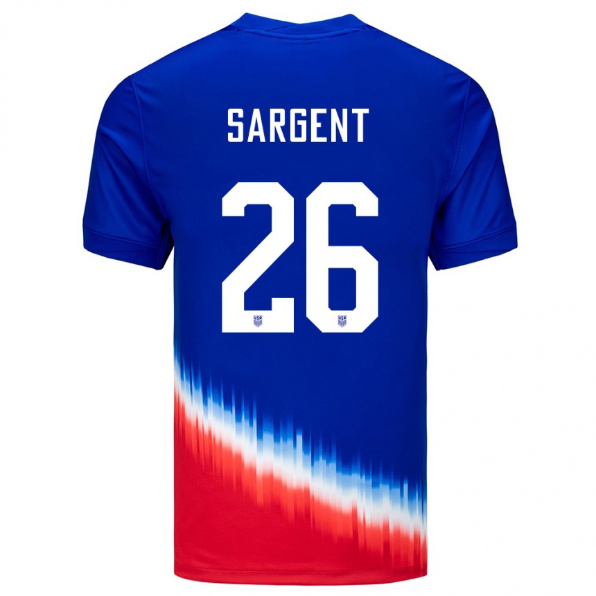 Barn Fotball Usa Josh Sargent #26 Blå Bortetrøye Drakt Trøye 24-26 Skjorter