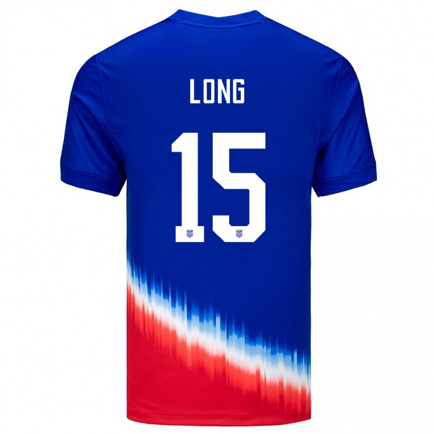 Barn Fotball Usa Aaron Long #15 Blå Bortetrøye Drakt Trøye 24-26 Skjorter