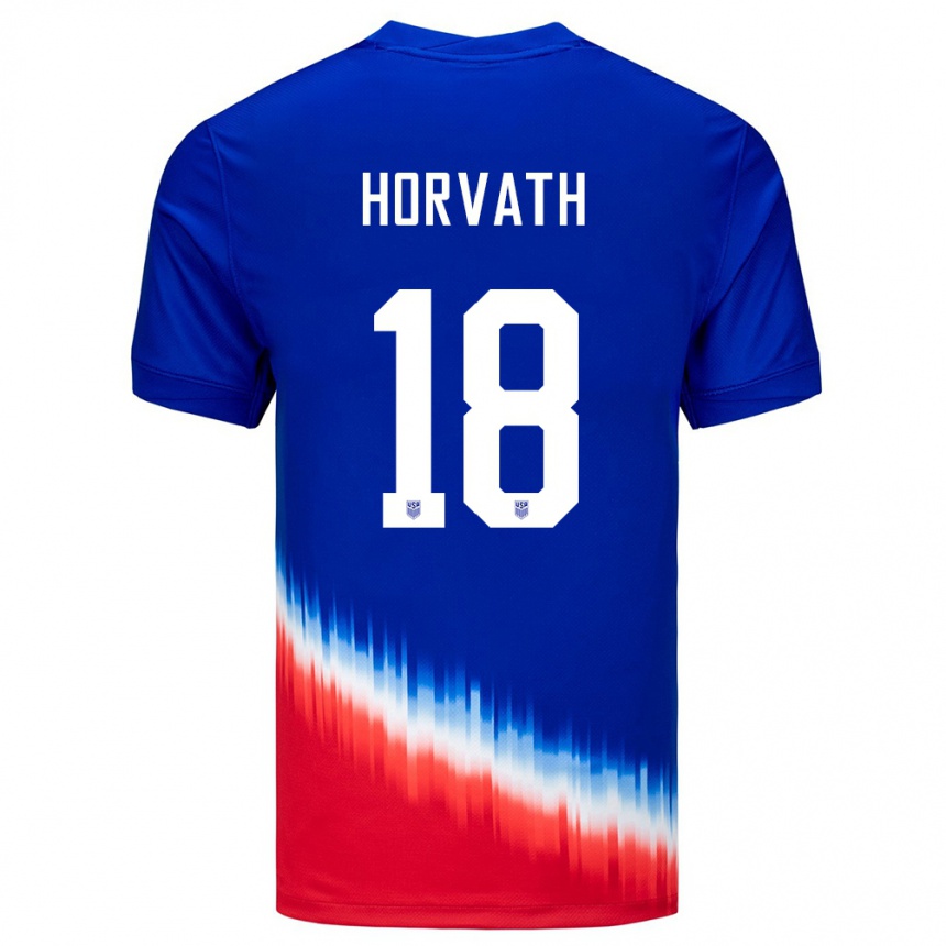 Barn Fotball Usa Ethan Horvath #18 Blå Bortetrøye Drakt Trøye 24-26 Skjorter