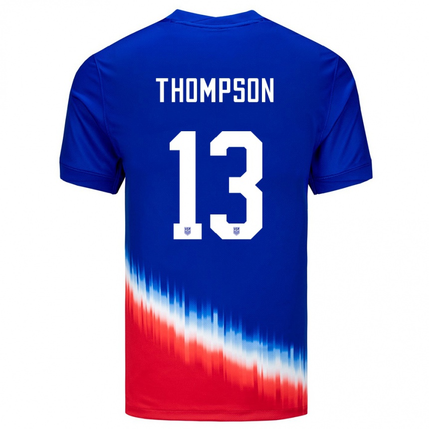 Barn Fotball Usa Alyssa Thompson #13 Blå Bortetrøye Drakt Trøye 24-26 Skjorter