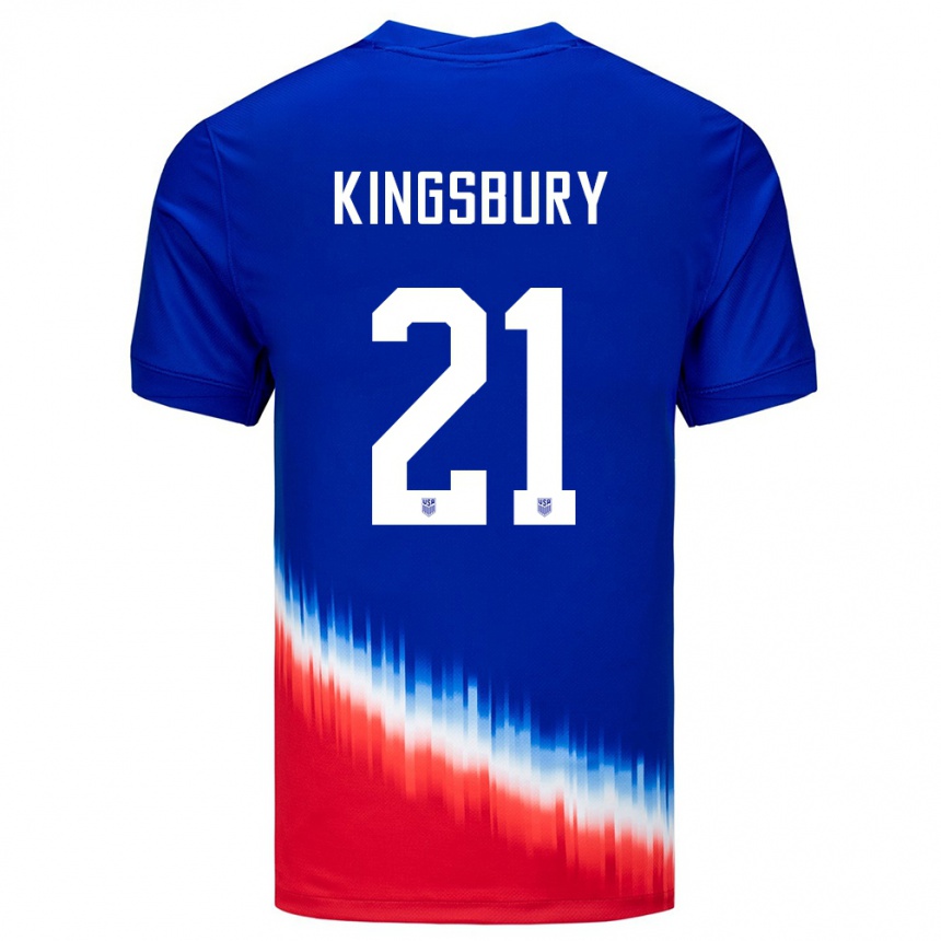 Barn Fotball Usa Aubrey Kingsbury #21 Blå Bortetrøye Drakt Trøye 24-26 Skjorter