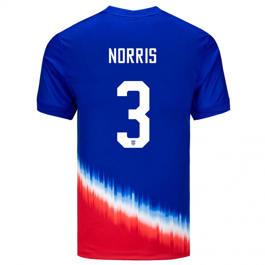 Barn Fotball Usa Nolan Norris #3 Blå Bortetrøye Drakt Trøye 24-26 Skjorter