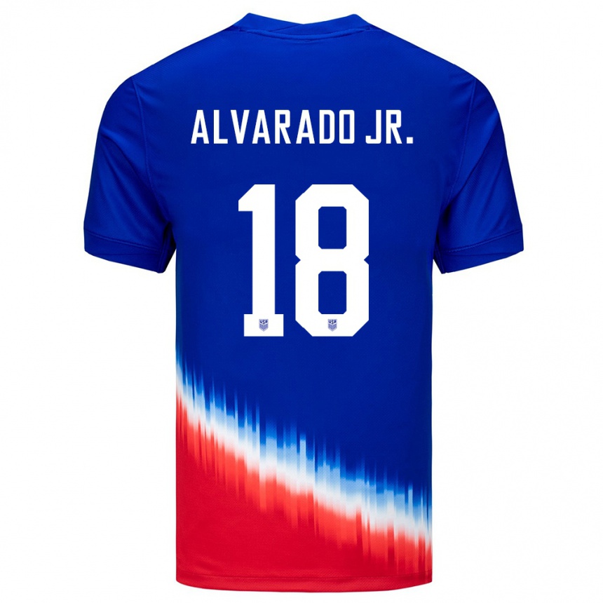 Barn Fotball Usa Alejandro Alvarado Jr #18 Blå Bortetrøye Drakt Trøye 24-26 Skjorter