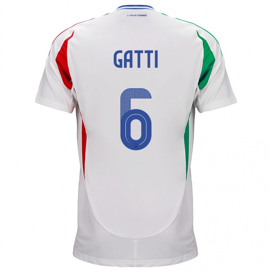 Barn Fotball Italia Federico Gatti #6 Hvit Bortetrøye Drakt Trøye 24-26 Skjorter