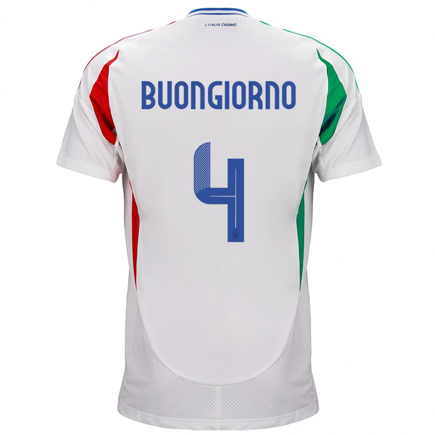 Barn Fotball Italia Alessandro Buongiorno #4 Hvit Bortetrøye Drakt Trøye 24-26 Skjorter