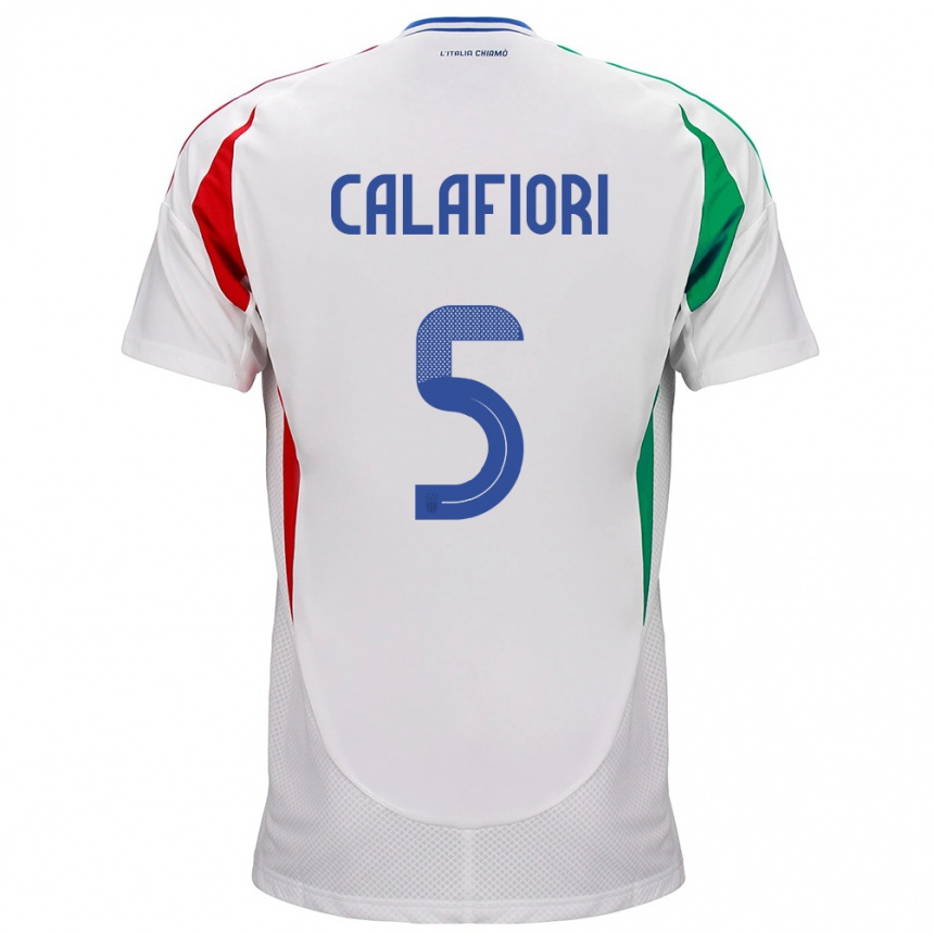 Barn Fotball Italia Riccardo Calafiori #5 Hvit Bortetrøye Drakt Trøye 24-26 Skjorter