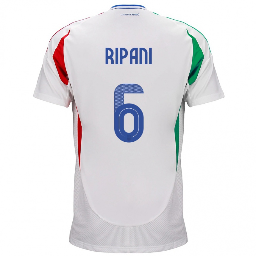 Barn Fotball Italia Diego Ripani #6 Hvit Bortetrøye Drakt Trøye 24-26 Skjorter