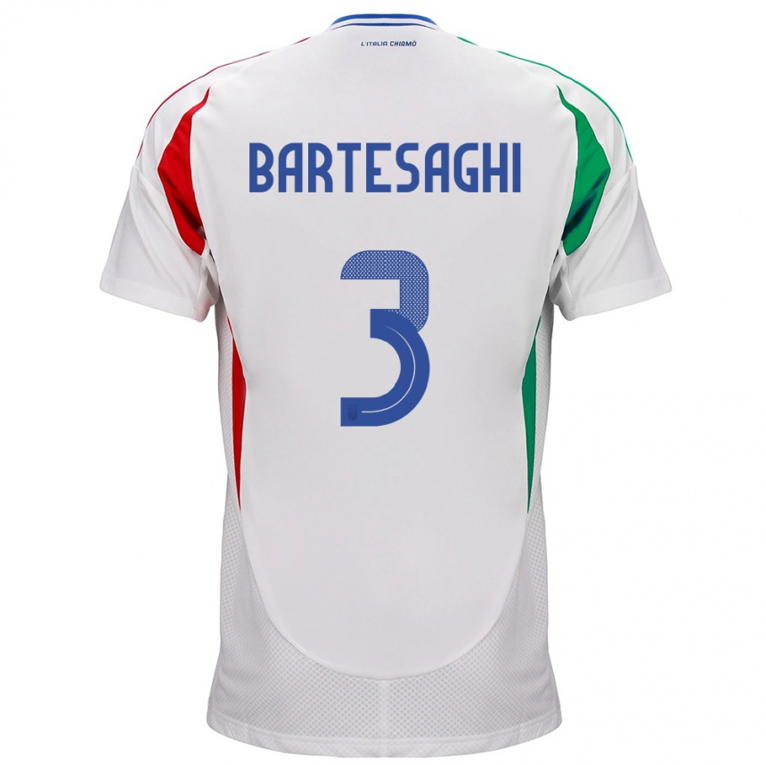 Barn Fotball Italia Davide Bartesaghi #3 Hvit Bortetrøye Drakt Trøye 24-26 Skjorter