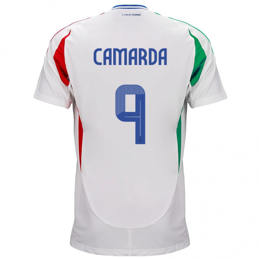 Barn Fotball Italia Francesco Camarda #9 Hvit Bortetrøye Drakt Trøye 24-26 Skjorter