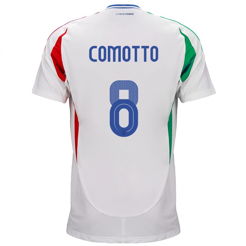 Barn Fotball Italia Christian Comotto #8 Hvit Bortetrøye Drakt Trøye 24-26 Skjorter