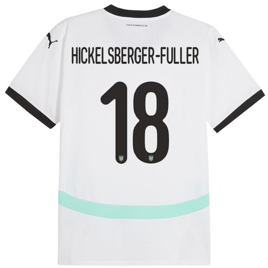 Barn Fotball Østerrike Julia Hickelsberger-Füller #18 Hvit Bortetrøye Drakt Trøye 24-26 Skjorter