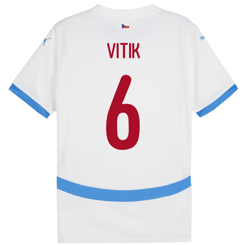 Barn Fotball Tsjekkia Martin Vitík #6 Hvit Bortetrøye Drakt Trøye 24-26 Skjorter