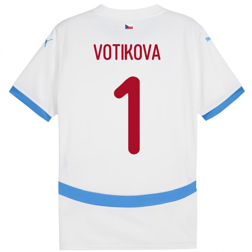 Barn Fotball Tsjekkia Barbora Votíková #1 Hvit Bortetrøye Drakt Trøye 24-26 Skjorter