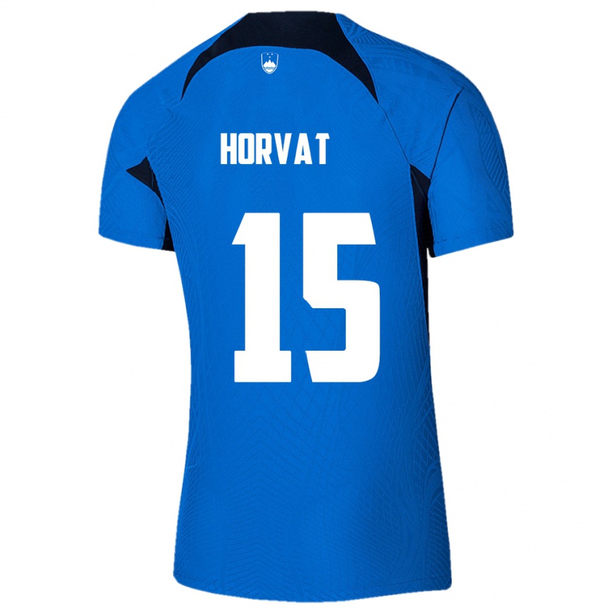 Barn Fotball Slovenia Tomi Horvat #15 Blå Bortetrøye Drakt Trøye 24-26 Skjorter