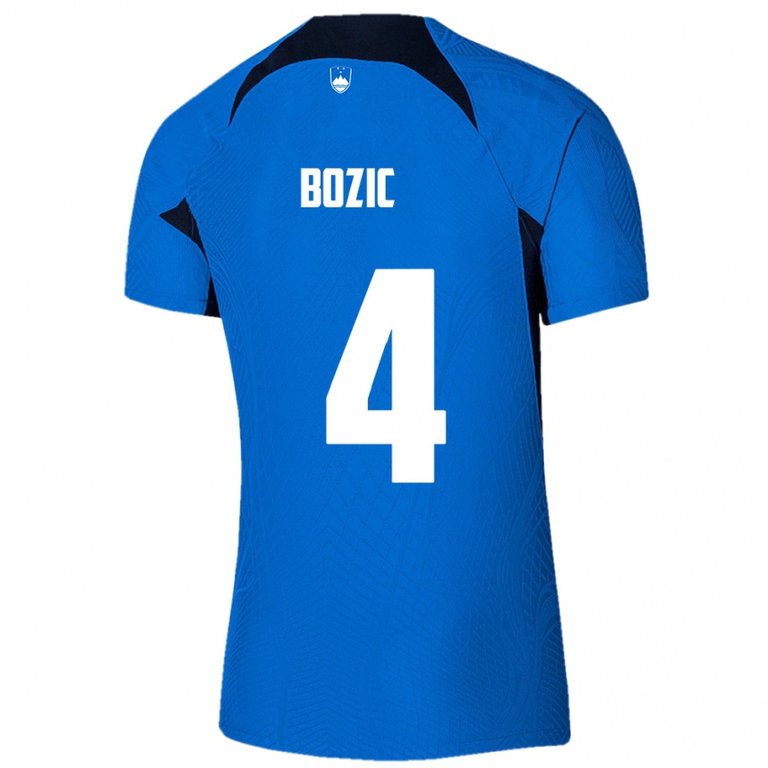 Barn Fotball Slovenia Viktor Bozic #4 Blå Bortetrøye Drakt Trøye 24-26 Skjorter