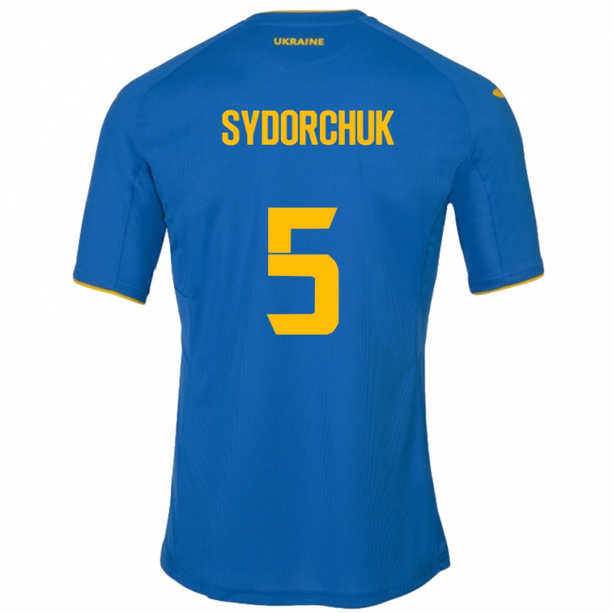 Barn Fotball Ukraina Sergiy Sydorchuk #5 Blå Bortetrøye Drakt Trøye 24-26 Skjorter