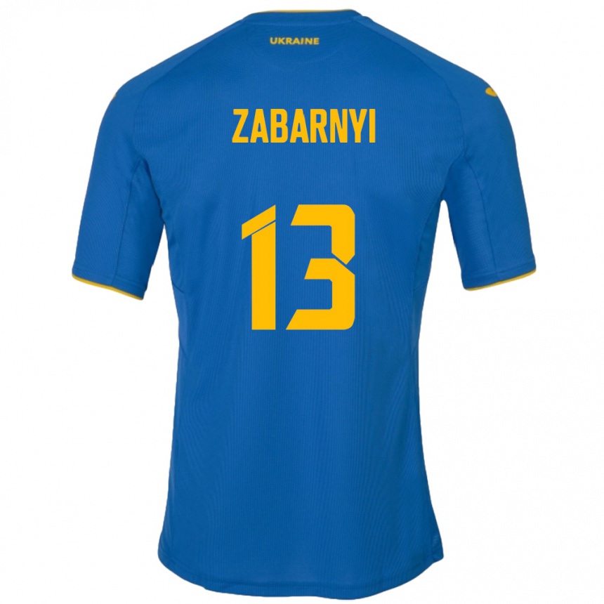 Barn Fotball Ukraina Ilya Zabarnyi #13 Blå Bortetrøye Drakt Trøye 24-26 Skjorter