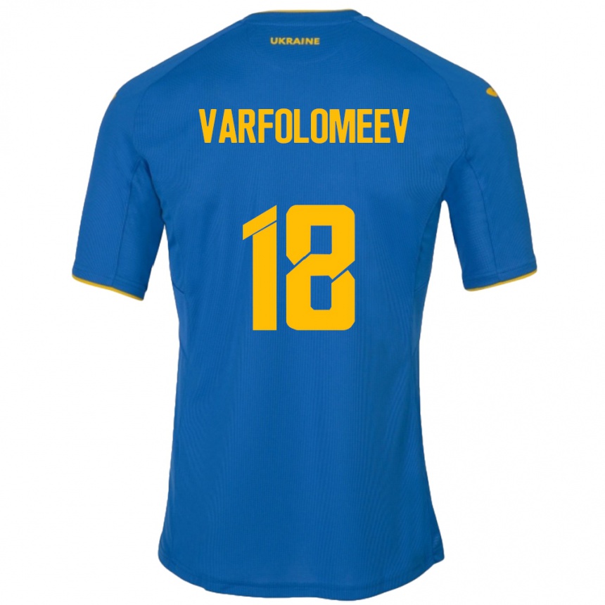 Barn Fotball Ukraina Ivan Varfolomeev #18 Blå Bortetrøye Drakt Trøye 24-26 Skjorter