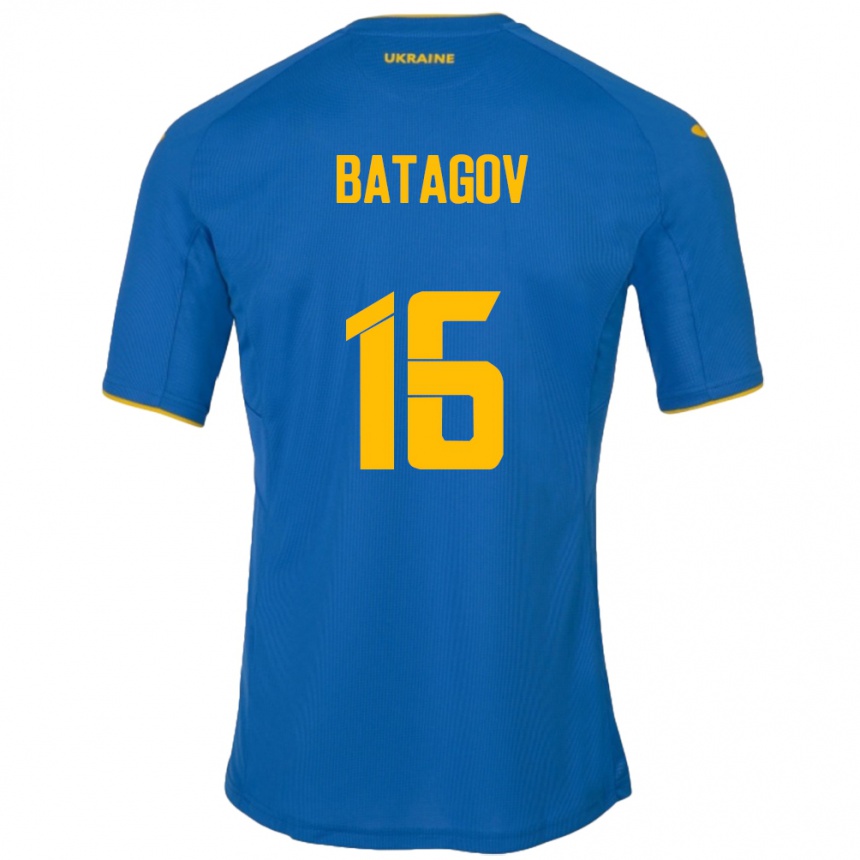 Barn Fotball Ukraina Arseniy Batagov #16 Blå Bortetrøye Drakt Trøye 24-26 Skjorter