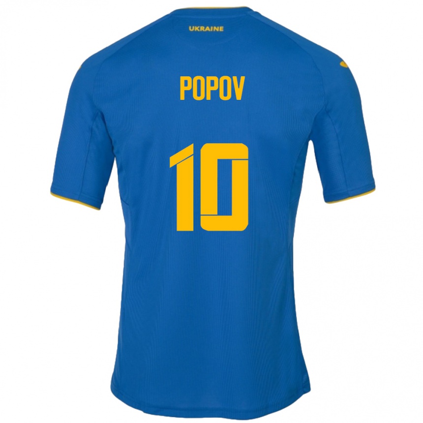 Barn Fotball Ukraina Bogdan Popov #10 Blå Bortetrøye Drakt Trøye 24-26 Skjorter