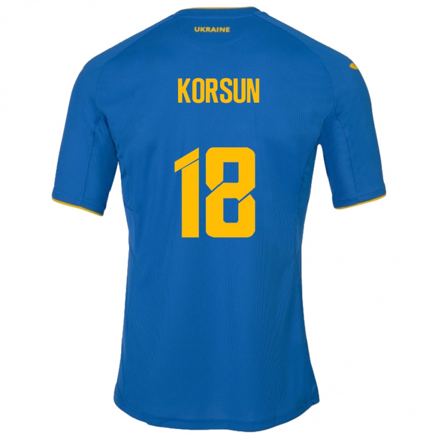 Barn Fotball Ukraina Kateryna Korsun #18 Blå Bortetrøye Drakt Trøye 24-26 Skjorter