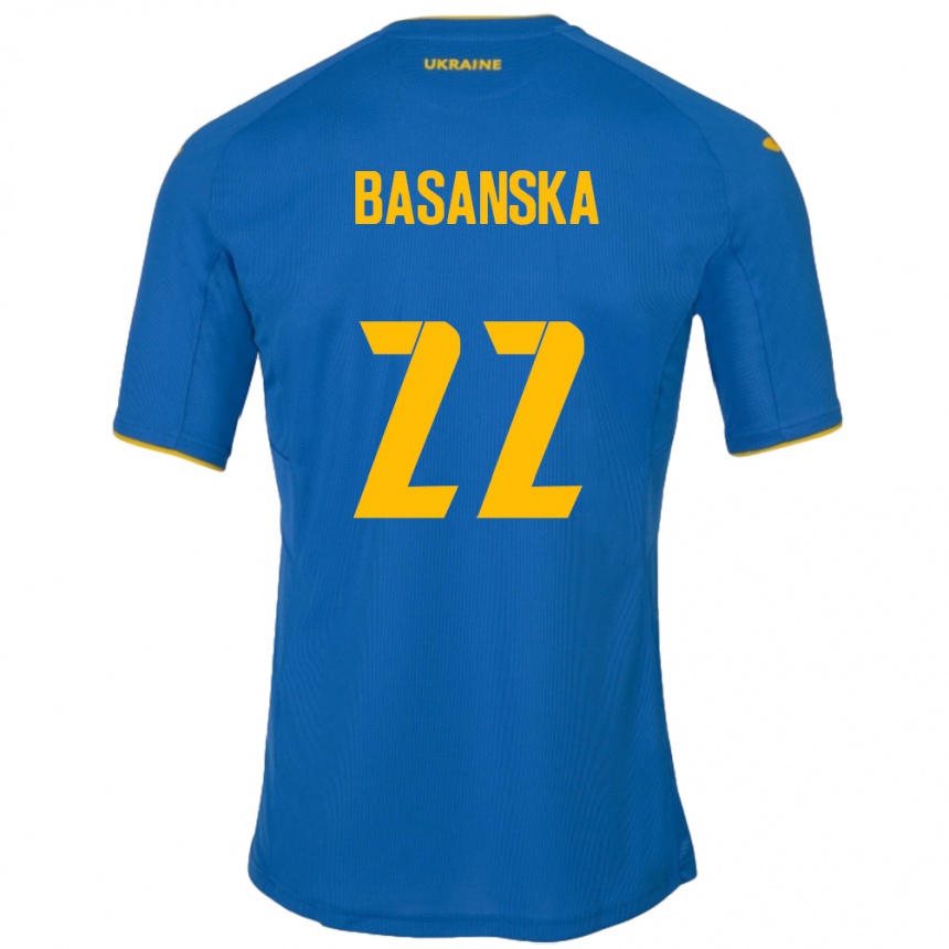 Barn Fotball Ukraina Olga Basanska #22 Blå Bortetrøye Drakt Trøye 24-26 Skjorter