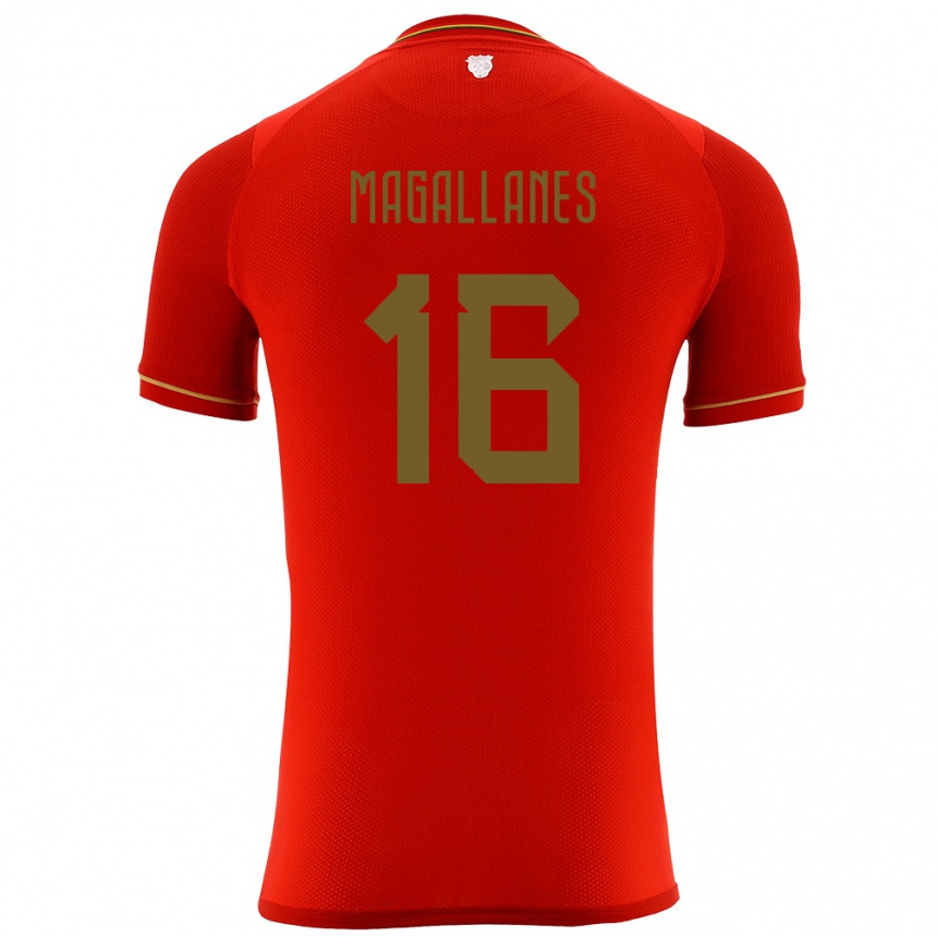 Barn Fotball Bolivia Juan Magallanes #16 Rød Bortetrøye Drakt Trøye 24-26 Skjorter