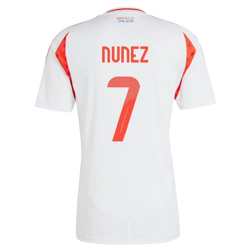 Barn Fotball Chile Marcelino Núñez #7 Hvit Bortetrøye Drakt Trøye 24-26 Skjorter