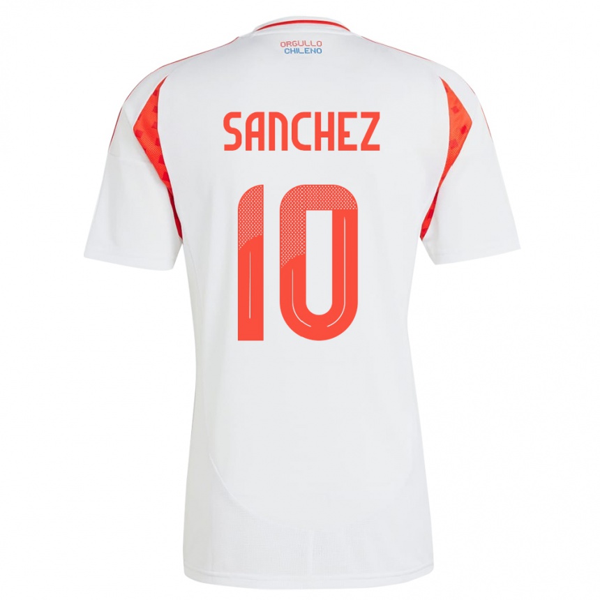 Barn Fotball Chile Alexis Sánchez #10 Hvit Bortetrøye Drakt Trøye 24-26 Skjorter